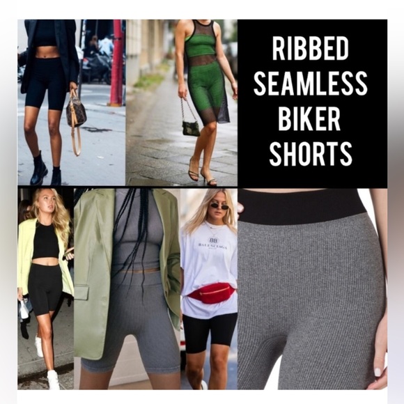 Zenana NWOT Womens Seamless Bike Shorts Ribbed Stretch - Picture 2 of 3